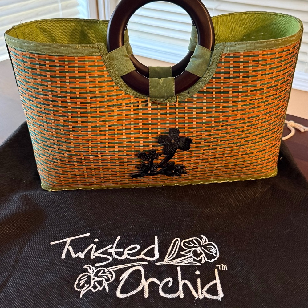Twisted Orchid Bamboo Handbag